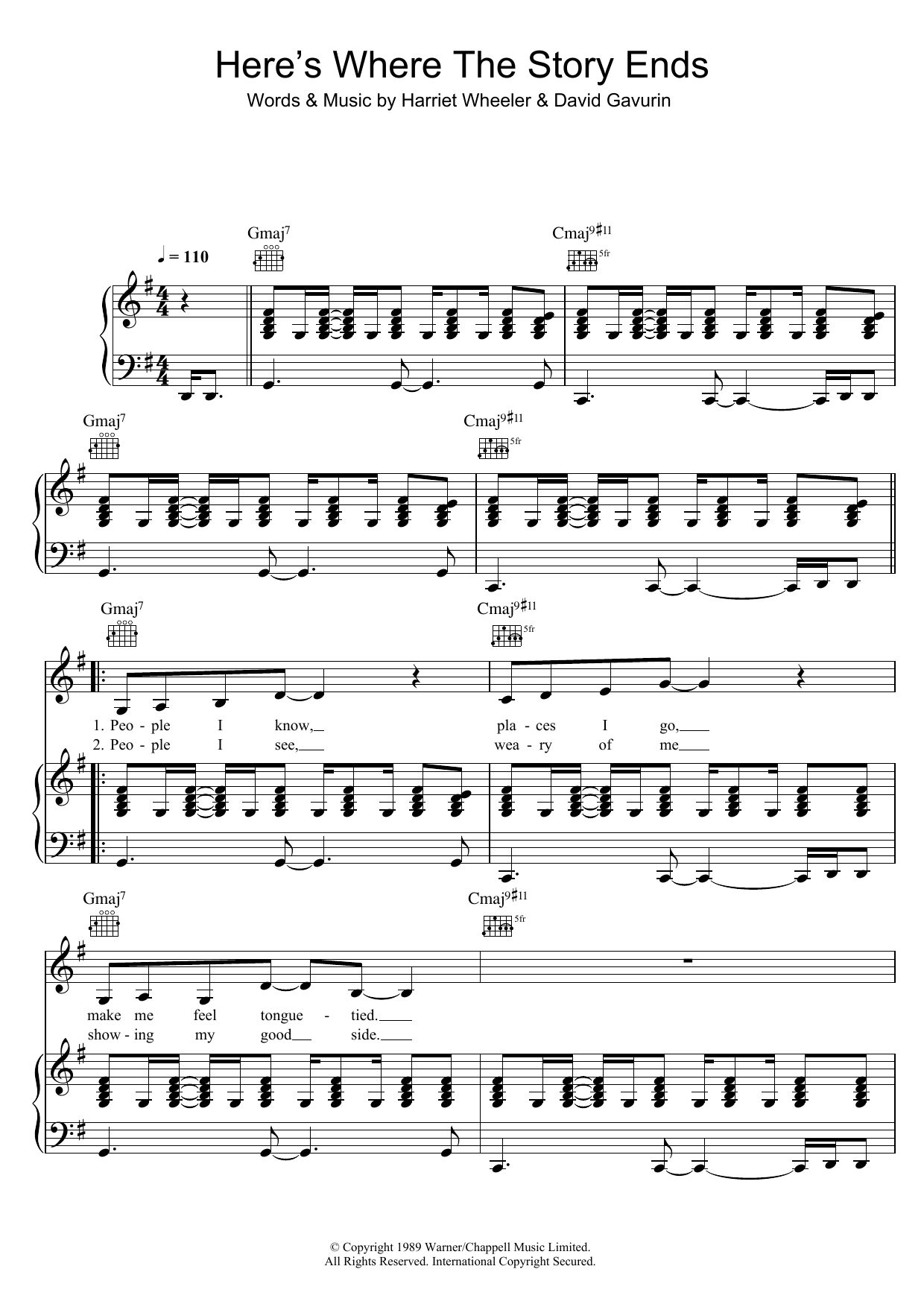 The Sundays Here's Where The Story Ends Sheet Music Notes & Chords for Lyrics & Chords - Download or Print PDF