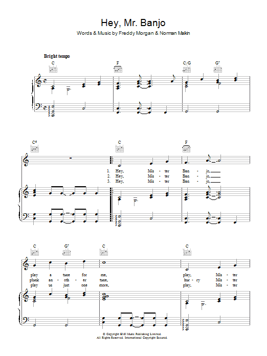 The Sunnysiders Hey, Mr. Banjo Sheet Music Notes & Chords for Piano, Vocal & Guitar (Right-Hand Melody) - Download or Print PDF