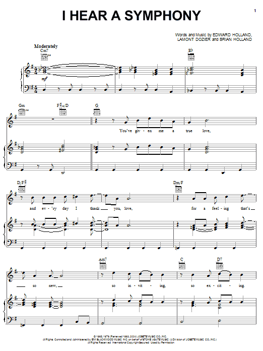 The Supremes I Hear A Symphony Sheet Music Notes & Chords for Melody Line, Lyrics & Chords - Download or Print PDF