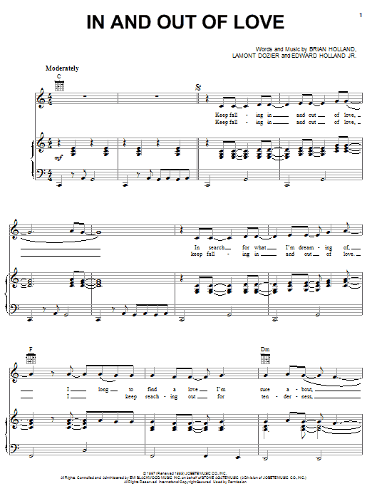 The Supremes In And Out Of Love Sheet Music Notes & Chords for Piano, Vocal & Guitar (Right-Hand Melody) - Download or Print PDF