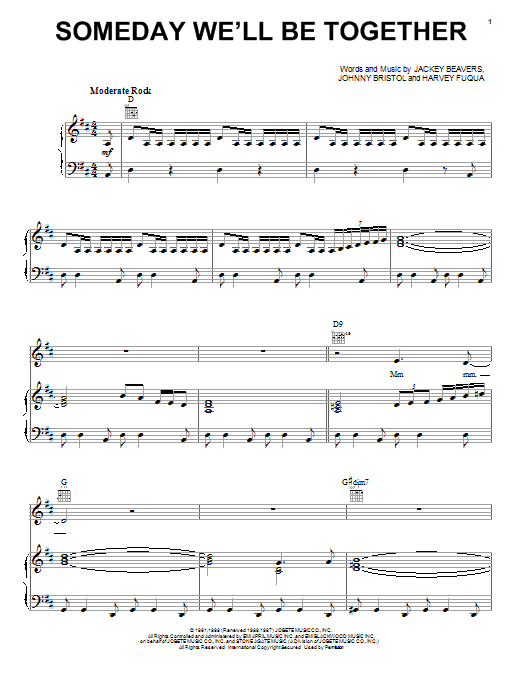 The Supremes Someday We'll Be Together Sheet Music Notes & Chords for Piano, Vocal & Guitar (Right-Hand Melody) - Download or Print PDF
