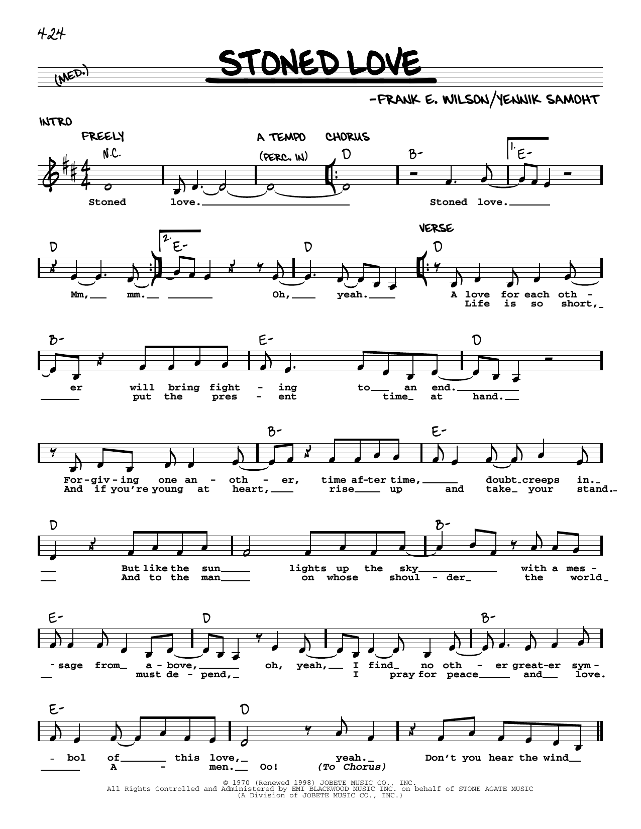 The Supremes Stoned Love Sheet Music Notes & Chords for Real Book – Melody & Chords - Download or Print PDF