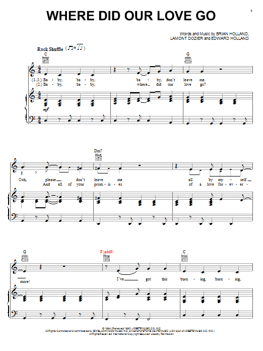 The Supremes Where Did Our Love Go Sheet Music Notes & Chords for Easy Guitar Tab - Download or Print PDF