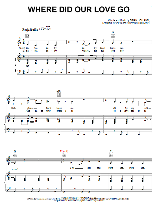 The Supremes Where Did Our Love Go Sheet Music Notes & Chords for Keyboard - Download or Print PDF