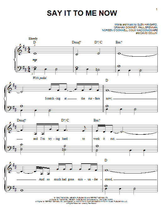 The Swell Season Say It To Me Now Sheet Music Notes & Chords for Easy Guitar Tab - Download or Print PDF