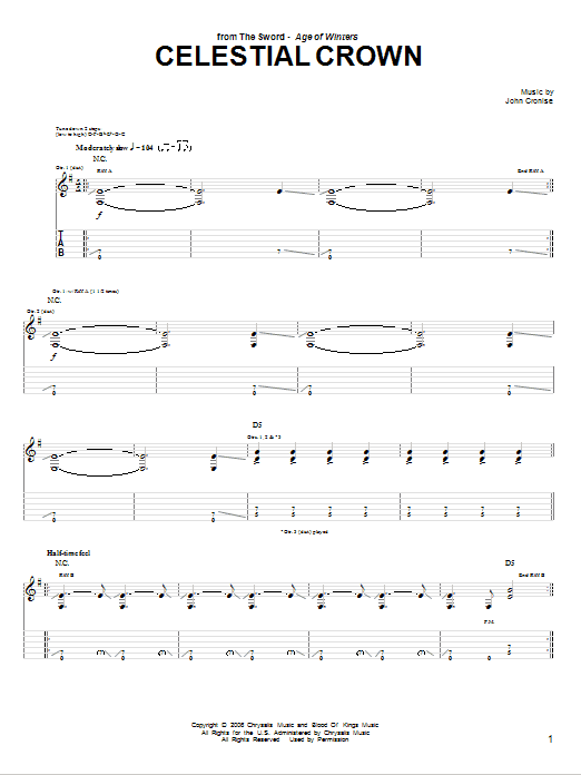 The Sword Celestial Crown Sheet Music Notes & Chords for Guitar Tab - Download or Print PDF