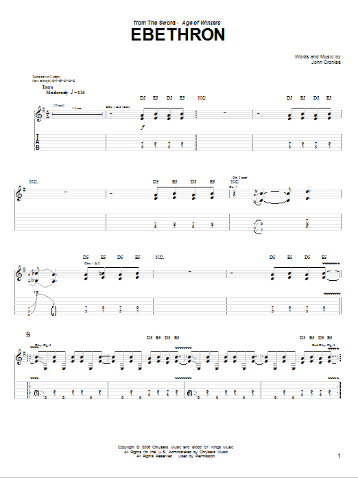 The Sword Ebethron Sheet Music Notes & Chords for Guitar Tab - Download or Print PDF