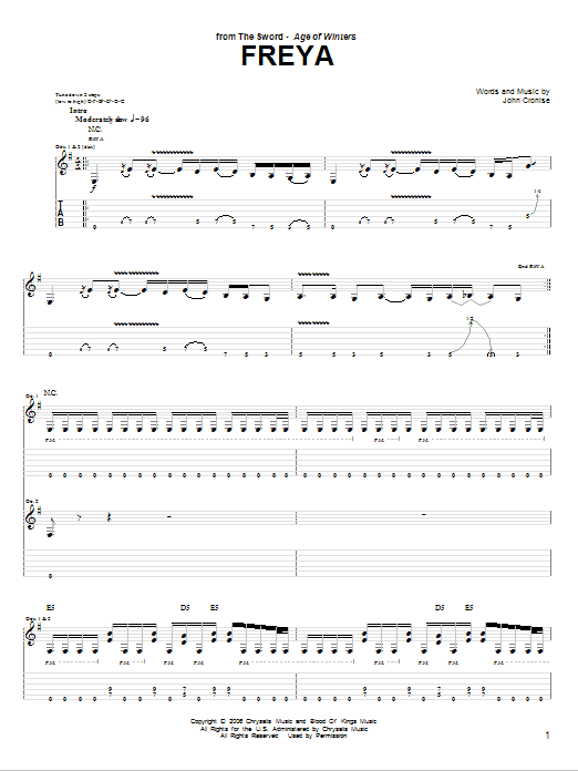 The Sword Freya Sheet Music Notes & Chords for Guitar Tab - Download or Print PDF