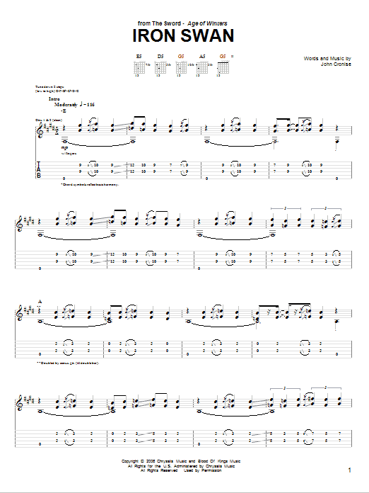 The Sword Iron Swan Sheet Music Notes & Chords for Guitar Tab - Download or Print PDF