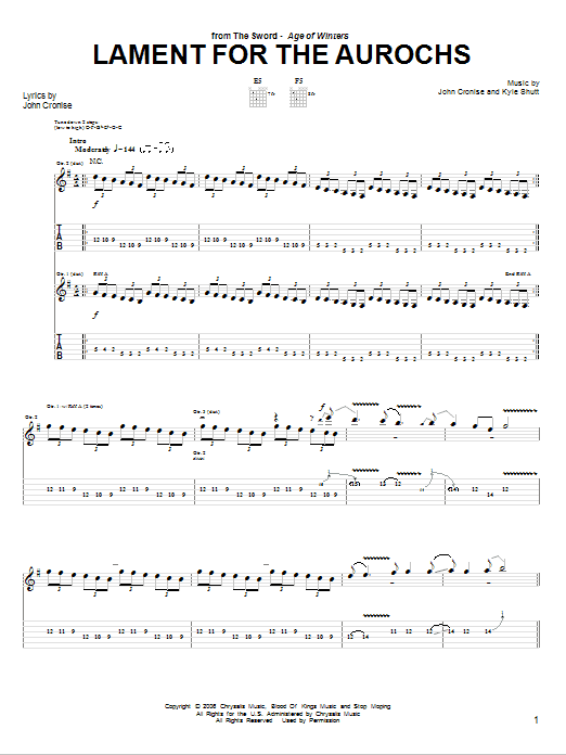 The Sword Lament For The Aurochs Sheet Music Notes & Chords for Guitar Tab - Download or Print PDF