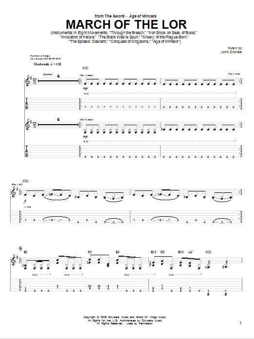 The Sword March Of The Lor Sheet Music Notes & Chords for Guitar Tab - Download or Print PDF