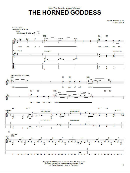 The Sword The Horned Goddess Sheet Music Notes & Chords for Guitar Tab - Download or Print PDF