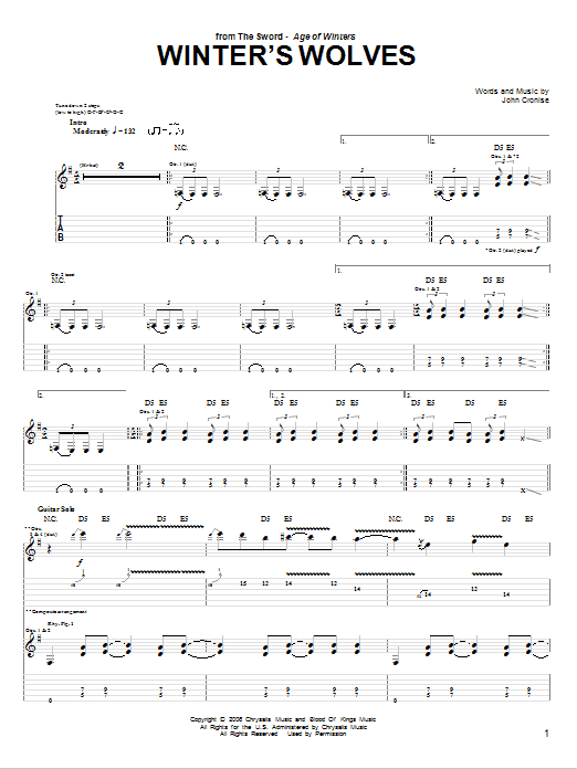 The Sword Winter's Wolves Sheet Music Notes & Chords for Guitar Tab - Download or Print PDF