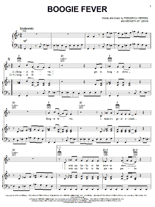 The Sylvers Boogie Fever Sheet Music Notes & Chords for Voice - Download or Print PDF