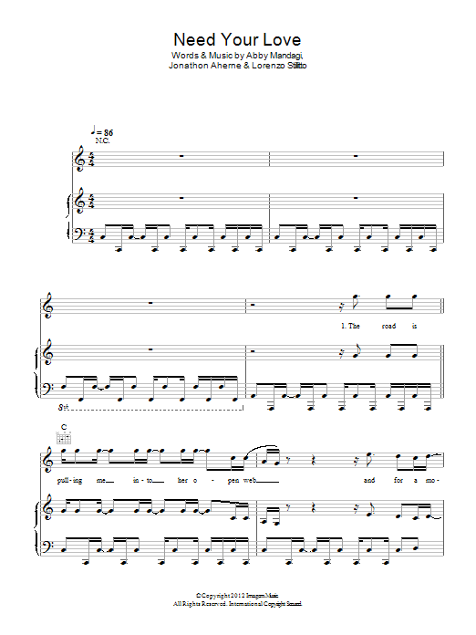 The Temper Trap Need Your Love Sheet Music Notes & Chords for Piano, Vocal & Guitar (Right-Hand Melody) - Download or Print PDF
