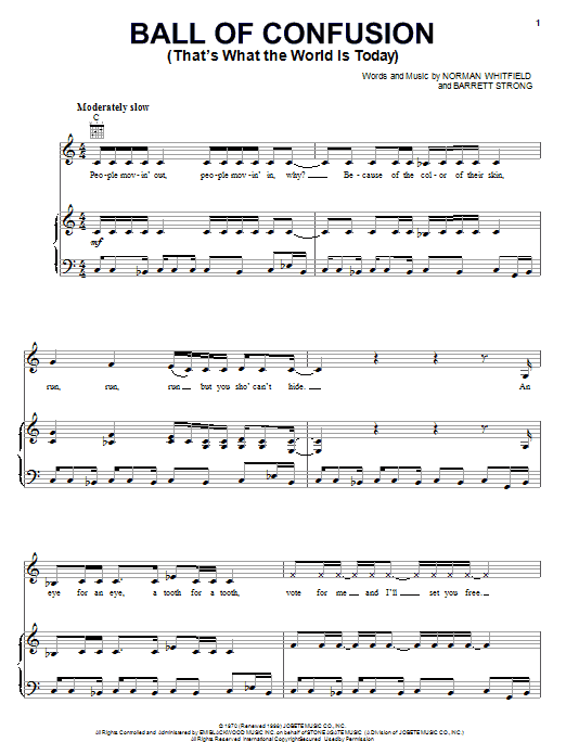 The Temptations Ball Of Confusion (That's What The World Is Today) Sheet Music Notes & Chords for Easy Guitar - Download or Print PDF
