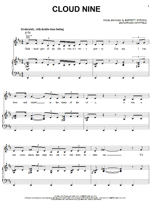 The Temptations Cloud Nine Sheet Music Notes & Chords for Easy Guitar - Download or Print PDF
