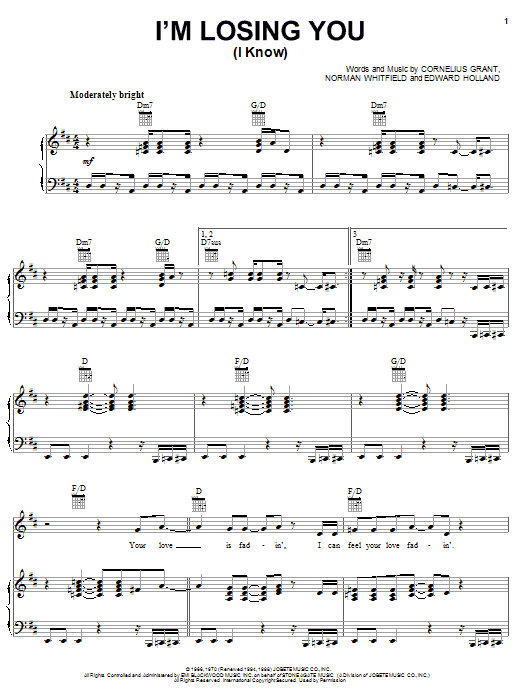The Temptations I'm Losing You (I Know) Sheet Music Notes & Chords for Easy Guitar - Download or Print PDF