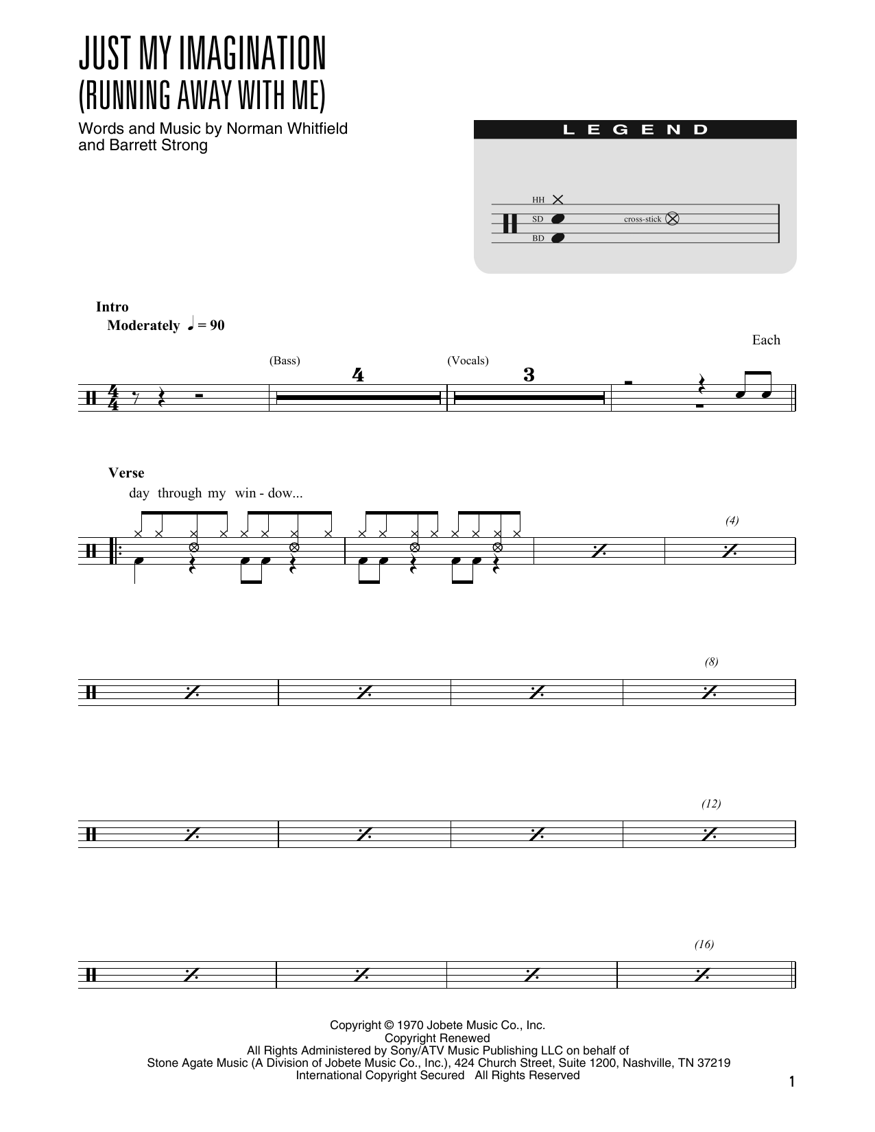 The Temptations Just My Imagination (Running Away With Me) (arr. Kennan Wylie) Sheet Music Notes & Chords for Drums Transcription - Download or Print PDF
