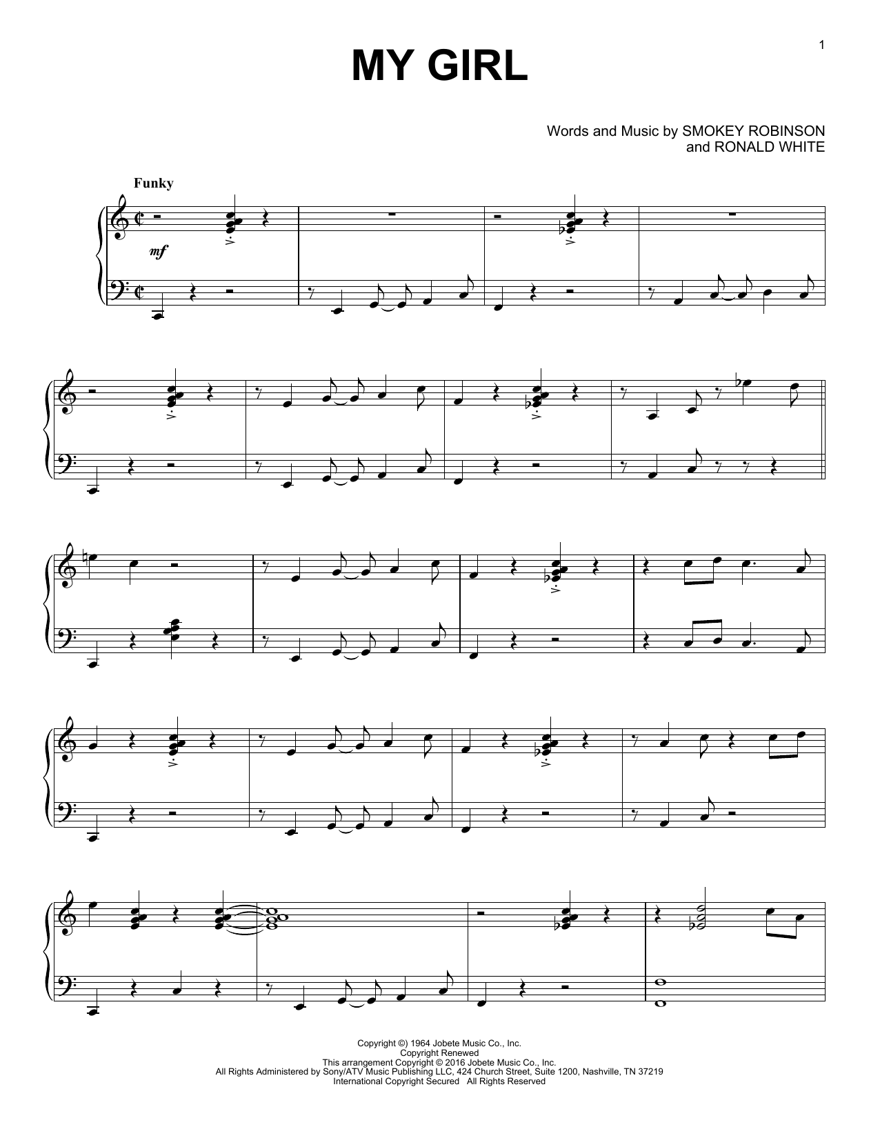 The Temptations My Girl [Jazz version] Sheet Music Notes & Chords for Piano - Download or Print PDF