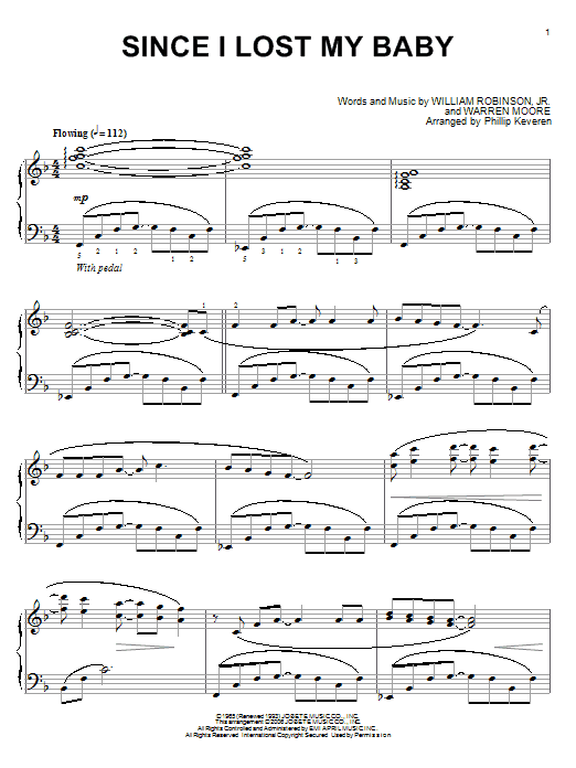The Temptations Since I Lost My Baby Sheet Music Notes & Chords for Piano - Download or Print PDF