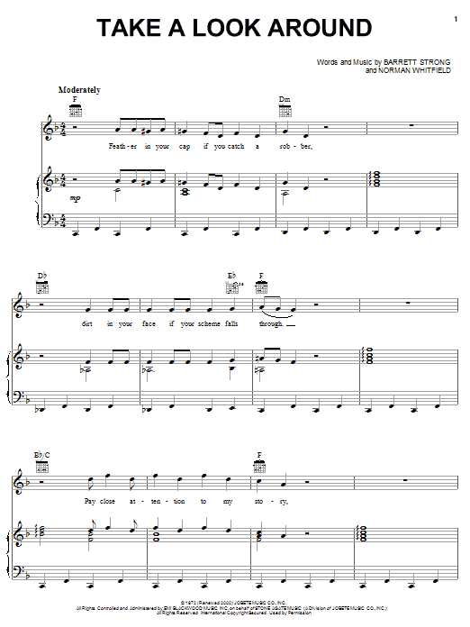 The Temptations Take A Look Around Sheet Music Notes & Chords for Piano, Vocal & Guitar (Right-Hand Melody) - Download or Print PDF