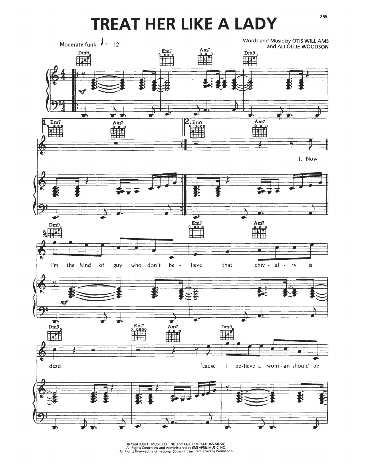 The Temptations Treat Her Like A Lady Sheet Music Notes & Chords for Piano, Vocal & Guitar Chords (Right-Hand Melody) - Download or Print PDF