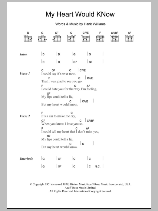 The The My Heart Would Know Sheet Music Notes & Chords for Lyrics & Chords - Download or Print PDF