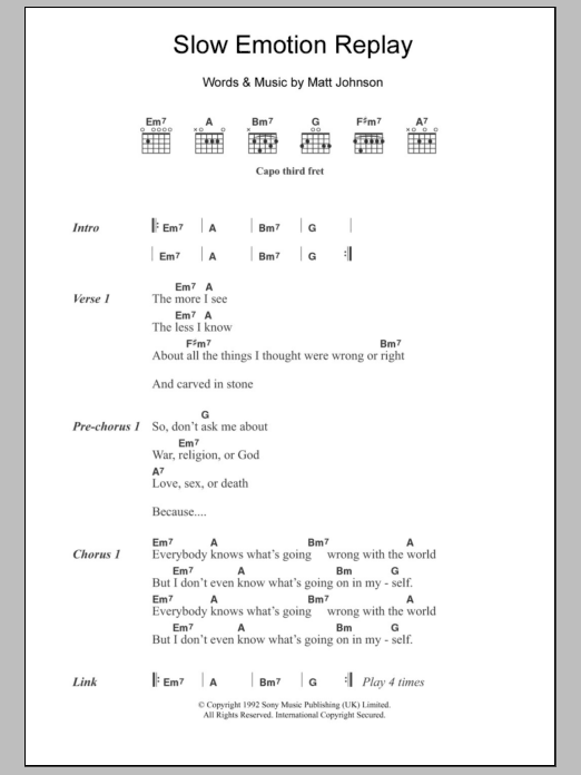 The The Slow Emotion Replay Sheet Music Notes & Chords for Lyrics & Chords - Download or Print PDF