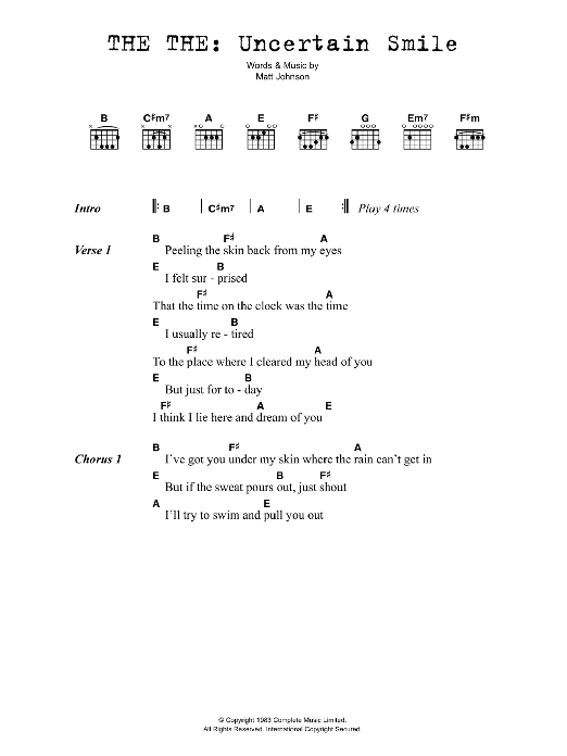 The The Uncertain Smile Sheet Music Notes & Chords for Lyrics & Chords - Download or Print PDF