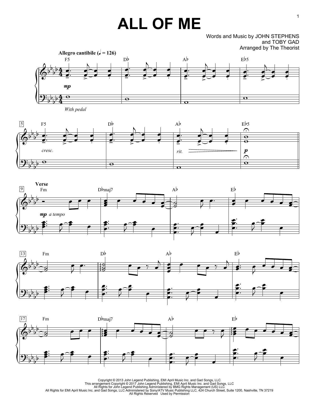 The Theorist All Of Me Sheet Music Notes & Chords for Piano Solo - Download or Print PDF