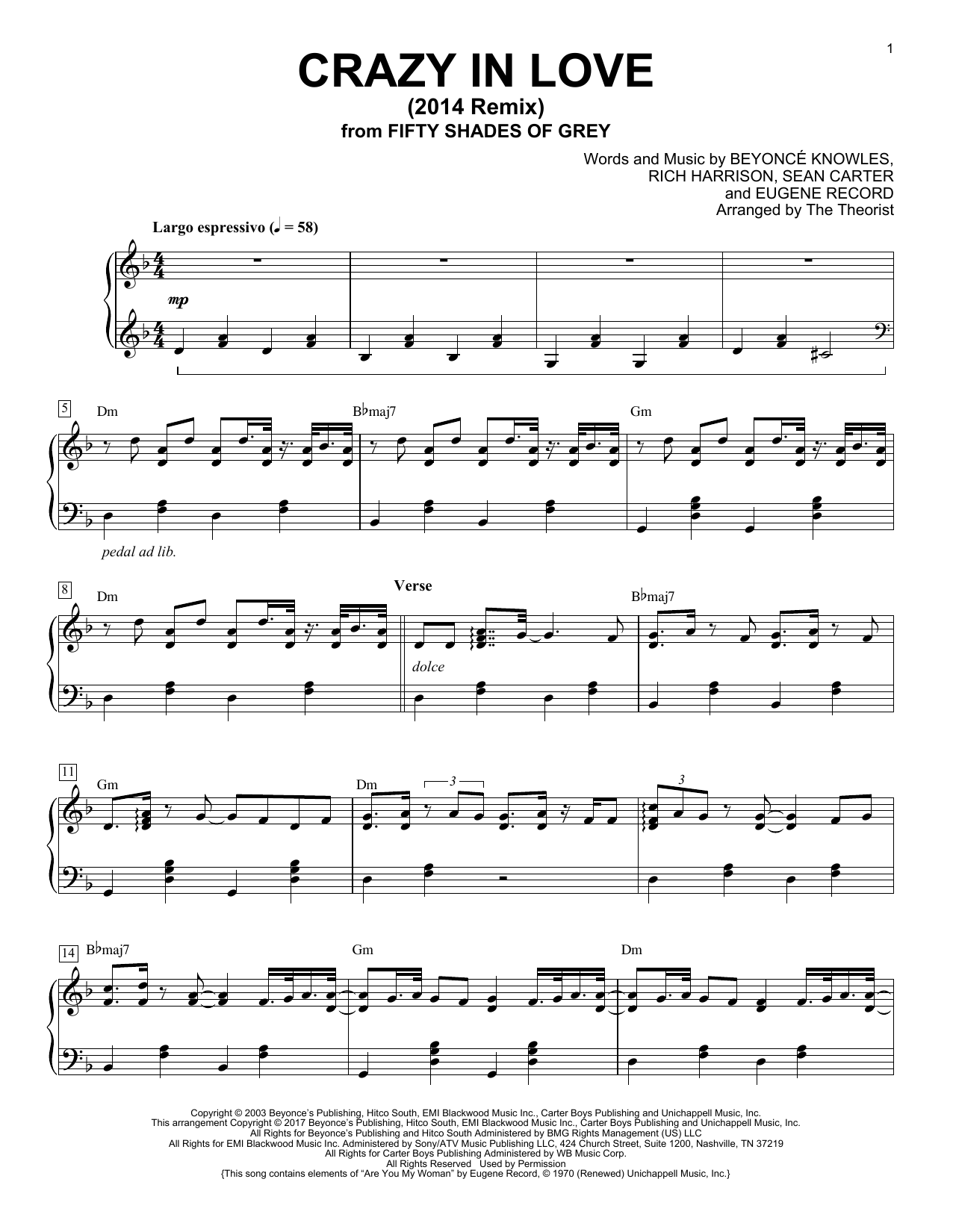 The Theorist Crazy In Love Sheet Music Notes & Chords for Piano Solo - Download or Print PDF