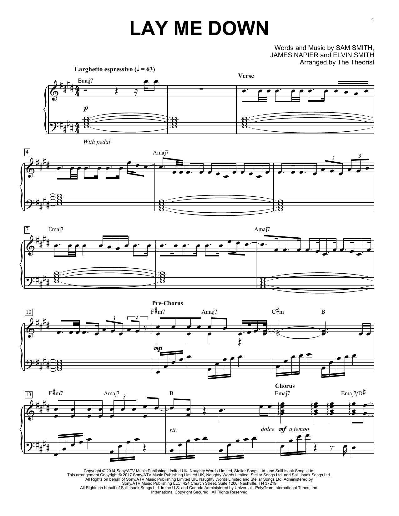 The Theorist Lay Me Down Sheet Music Notes & Chords for Piano Solo - Download or Print PDF