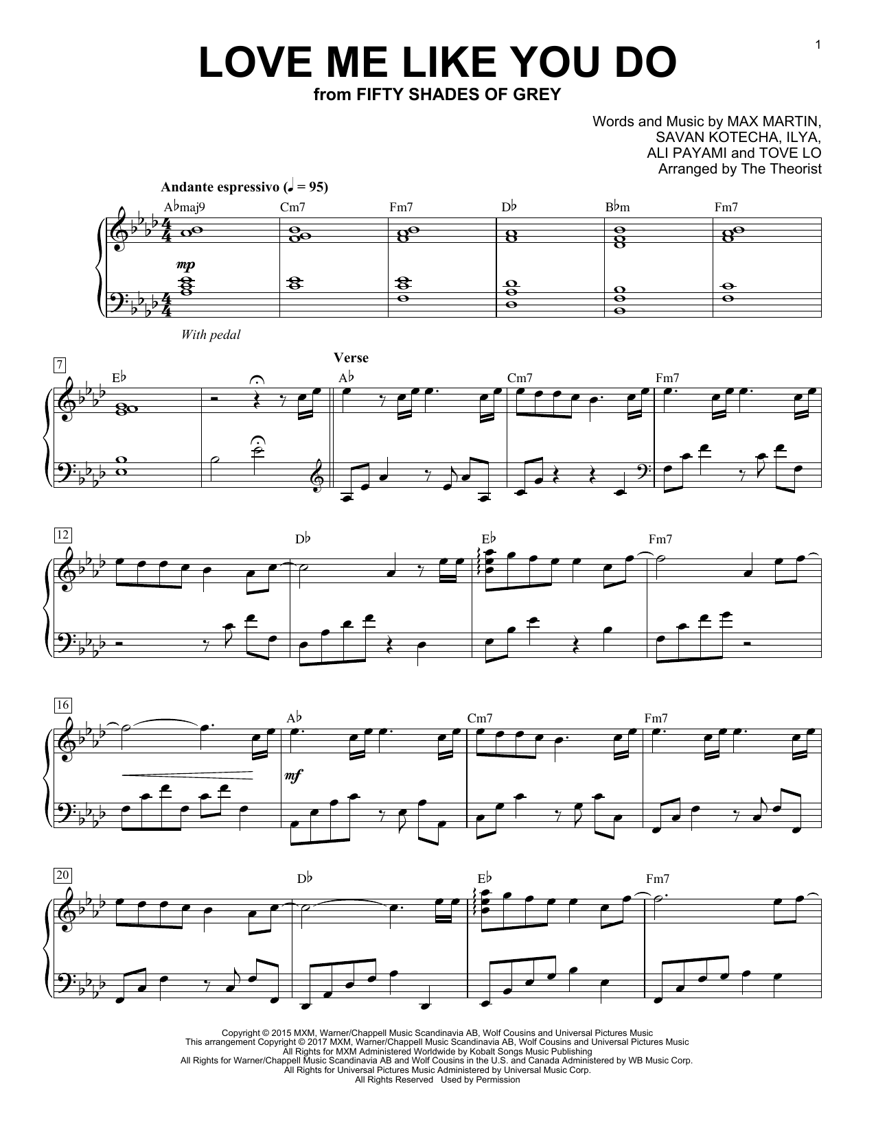 The Theorist Love Me Like You Do Sheet Music Notes & Chords for Piano Solo - Download or Print PDF