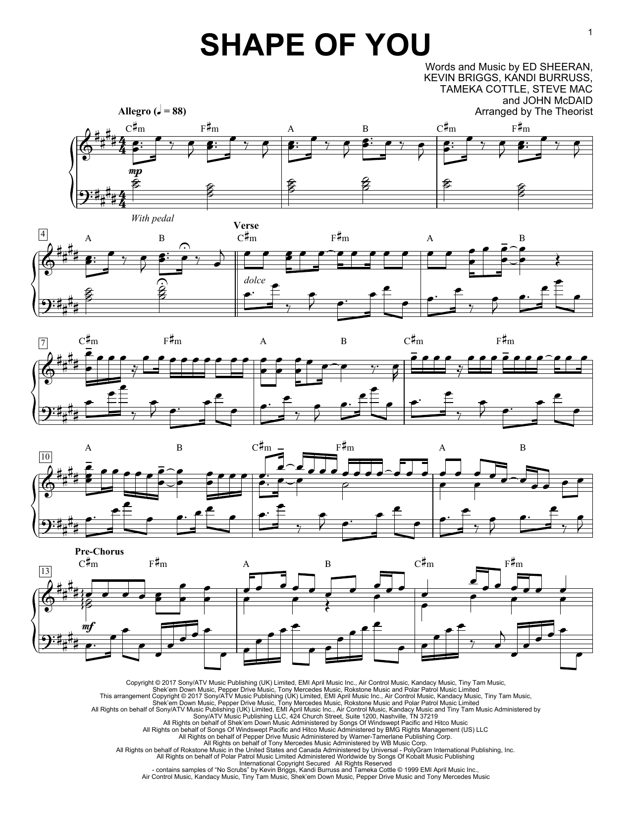 The Theorist Shape Of You Sheet Music Notes & Chords for Piano Solo - Download or Print PDF