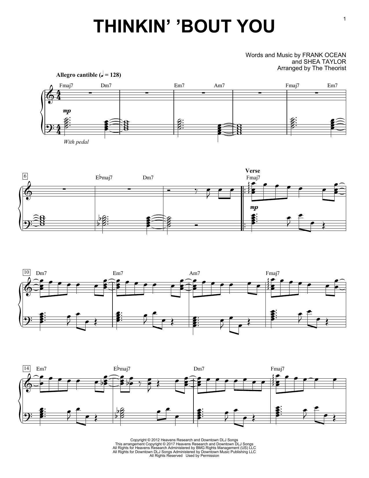 The Theorist Thinkin' 'Bout You Sheet Music Notes & Chords for Piano Solo - Download or Print PDF