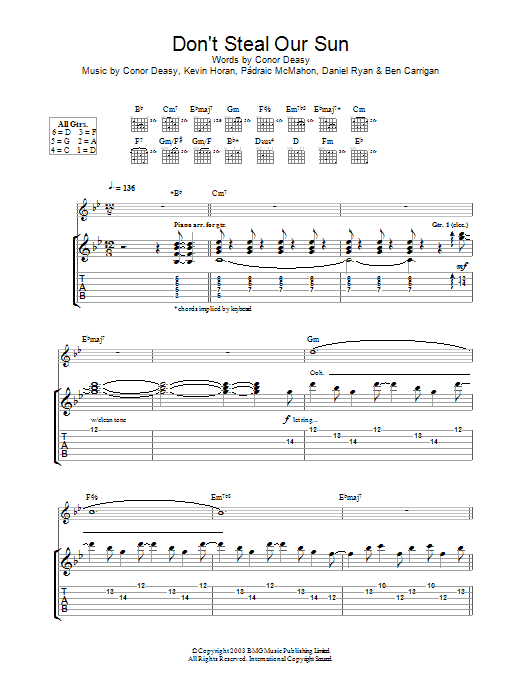 The Thrills Don't Steal Our Sun Sheet Music Notes & Chords for Guitar Tab - Download or Print PDF