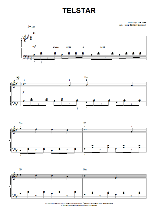 The Tornados Telstar Sheet Music Notes & Chords for Piano - Download or Print PDF