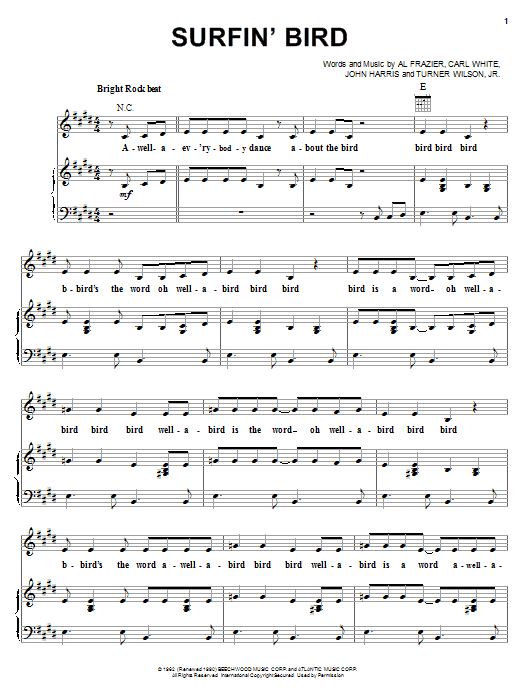 The Trashmen Surfin' Bird Sheet Music Notes & Chords for Melody Line, Lyrics & Chords - Download or Print PDF