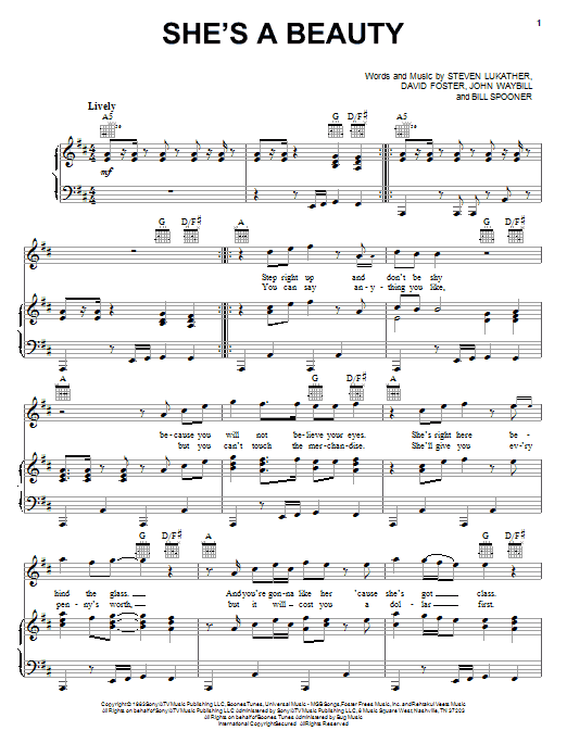 The Tubes She's A Beauty Sheet Music Notes & Chords for Piano, Vocal & Guitar (Right-Hand Melody) - Download or Print PDF The Tubes She's A Beauty Sheet Music Notes & Chords for Piano, Vocal & Guitar (Right-Hand Melody) - Download or Print PDF