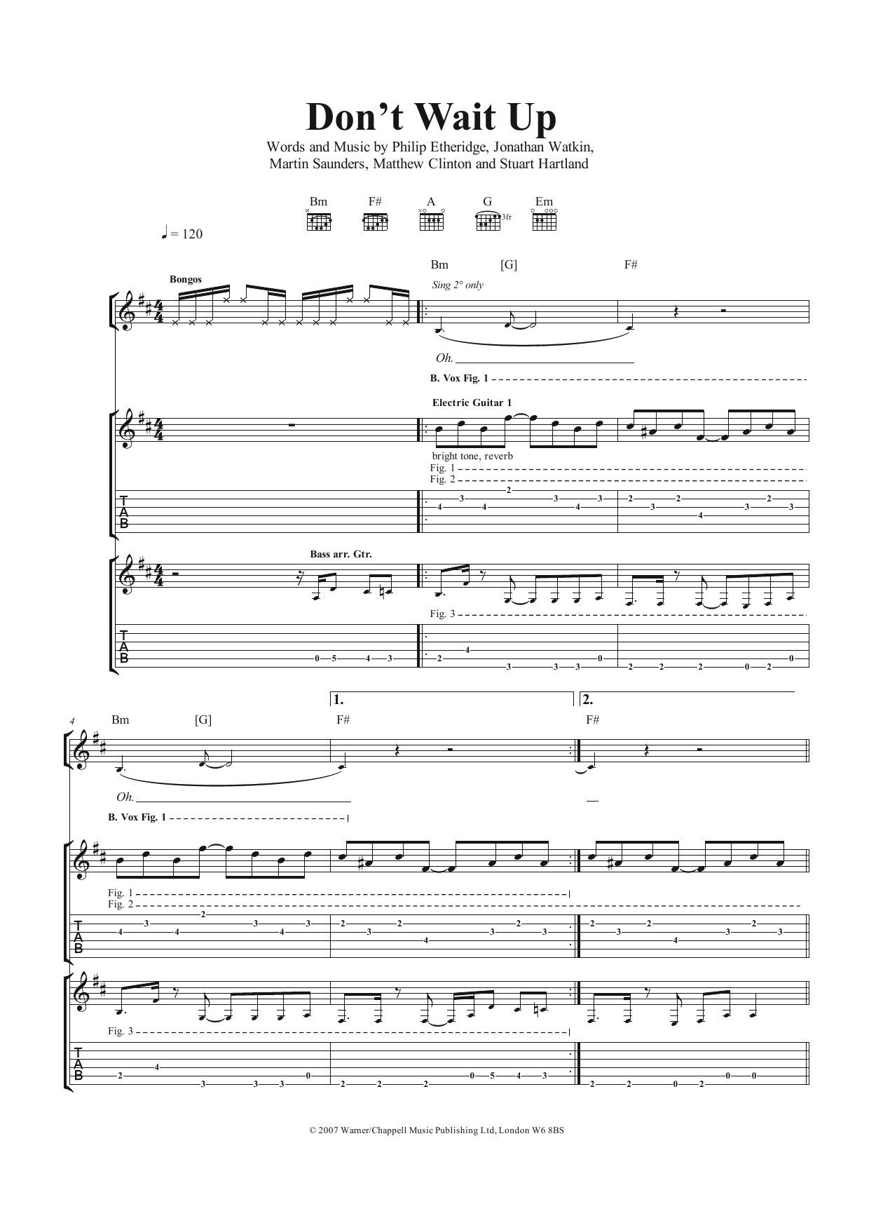 The Twang Don't Wait Up Sheet Music Notes & Chords for Guitar Tab - Download or Print PDF