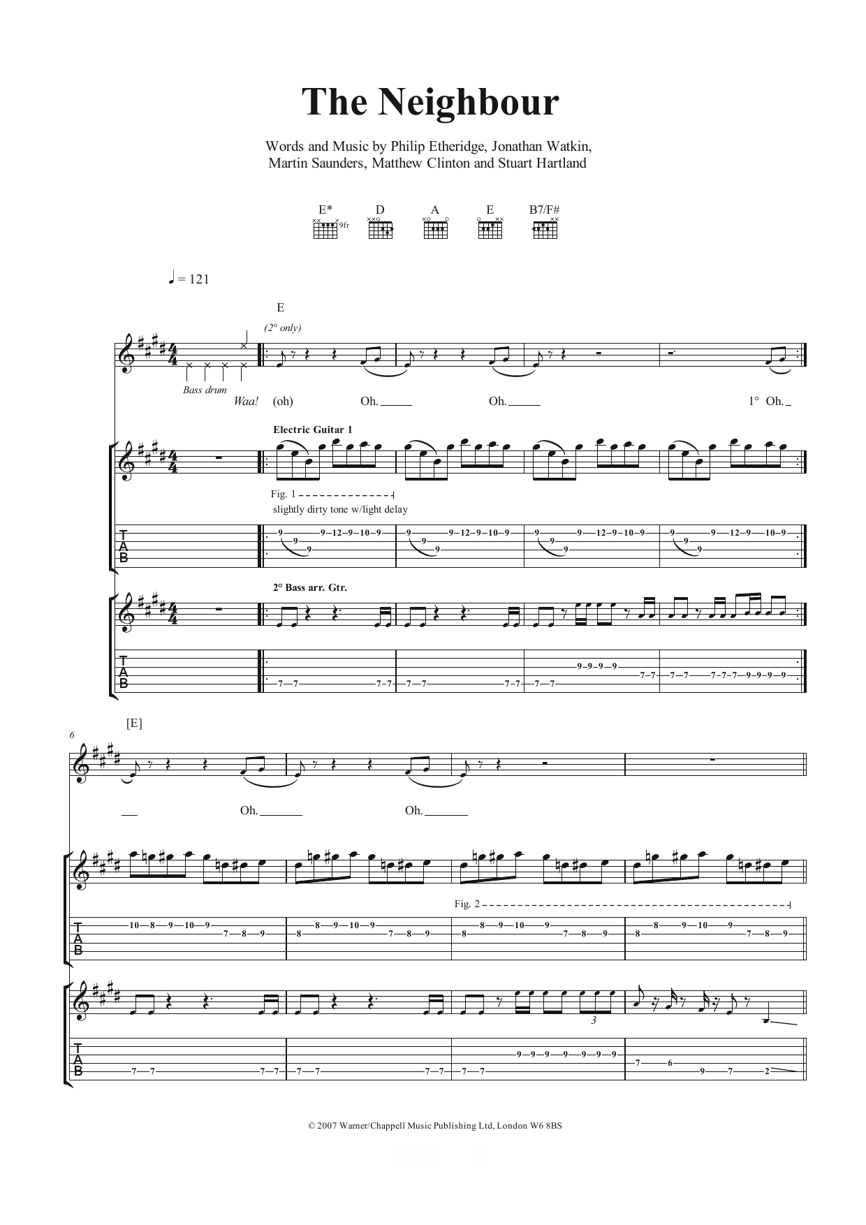 The Twang The Neighbour Sheet Music Notes & Chords for Guitar Tab - Download or Print PDF