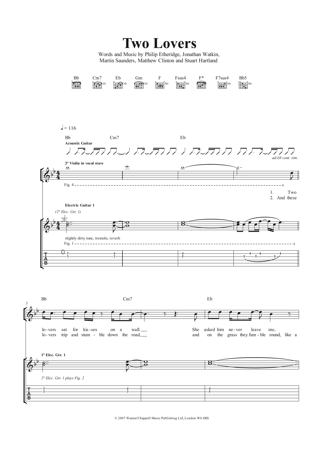 The Twang Two Lovers Sheet Music Notes & Chords for Guitar Tab - Download or Print PDF