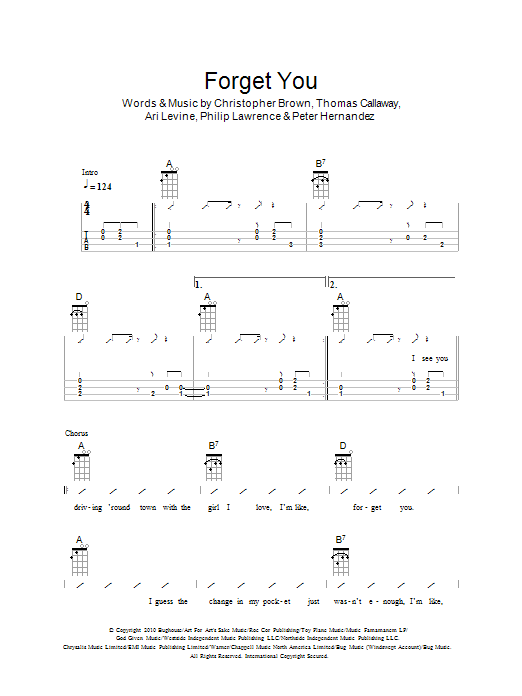 The Ukuleles Forget You Sheet Music Notes & Chords for Ukulele with strumming patterns - Download or Print PDF