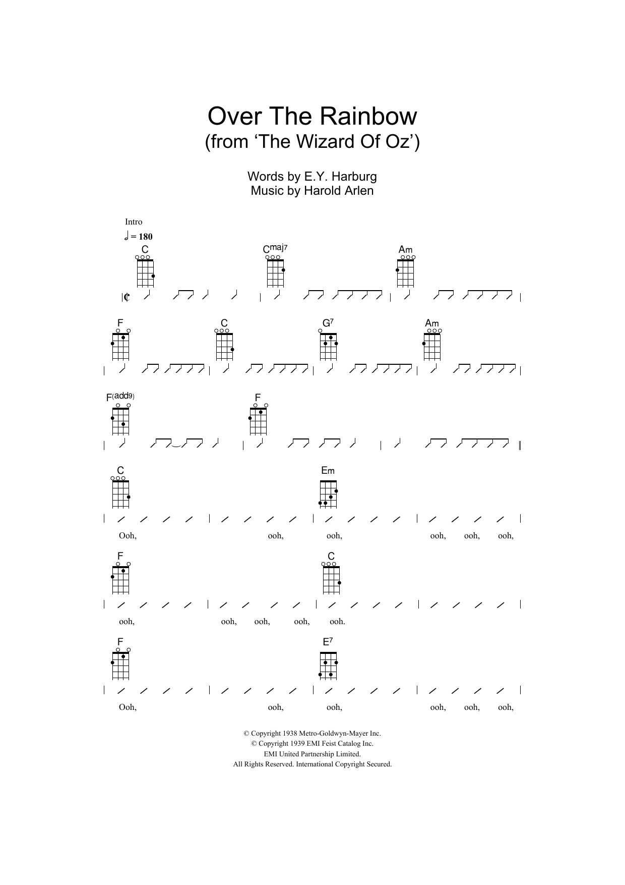 The Ukuleles Over The Rainbow (from 'The Wizard Of Oz') Sheet Music Notes & Chords for Ukulele with strumming patterns - Download or Print PDF