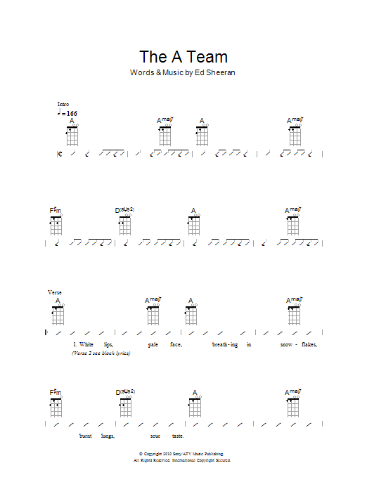 The Ukuleles The A Team Sheet Music Notes & Chords for Ukulele Chords/Lyrics - Download or Print PDF