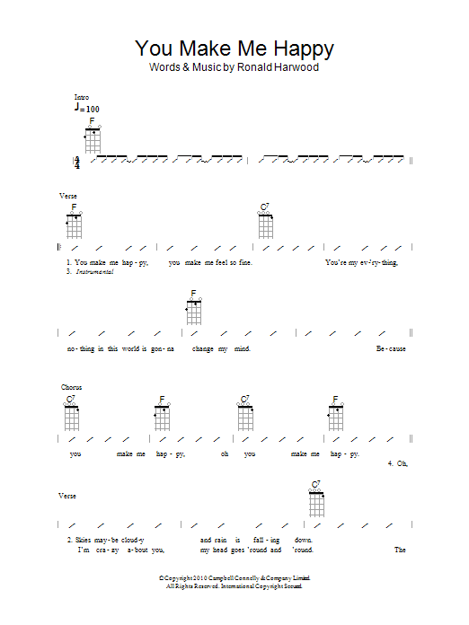 The Ukuleles You Make Me Happy Sheet Music Notes & Chords for Ukulele with strumming patterns - Download or Print PDF