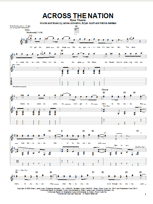 The Union Underground Across The Nation Sheet Music Notes & Chords for Guitar Tab - Download or Print PDF