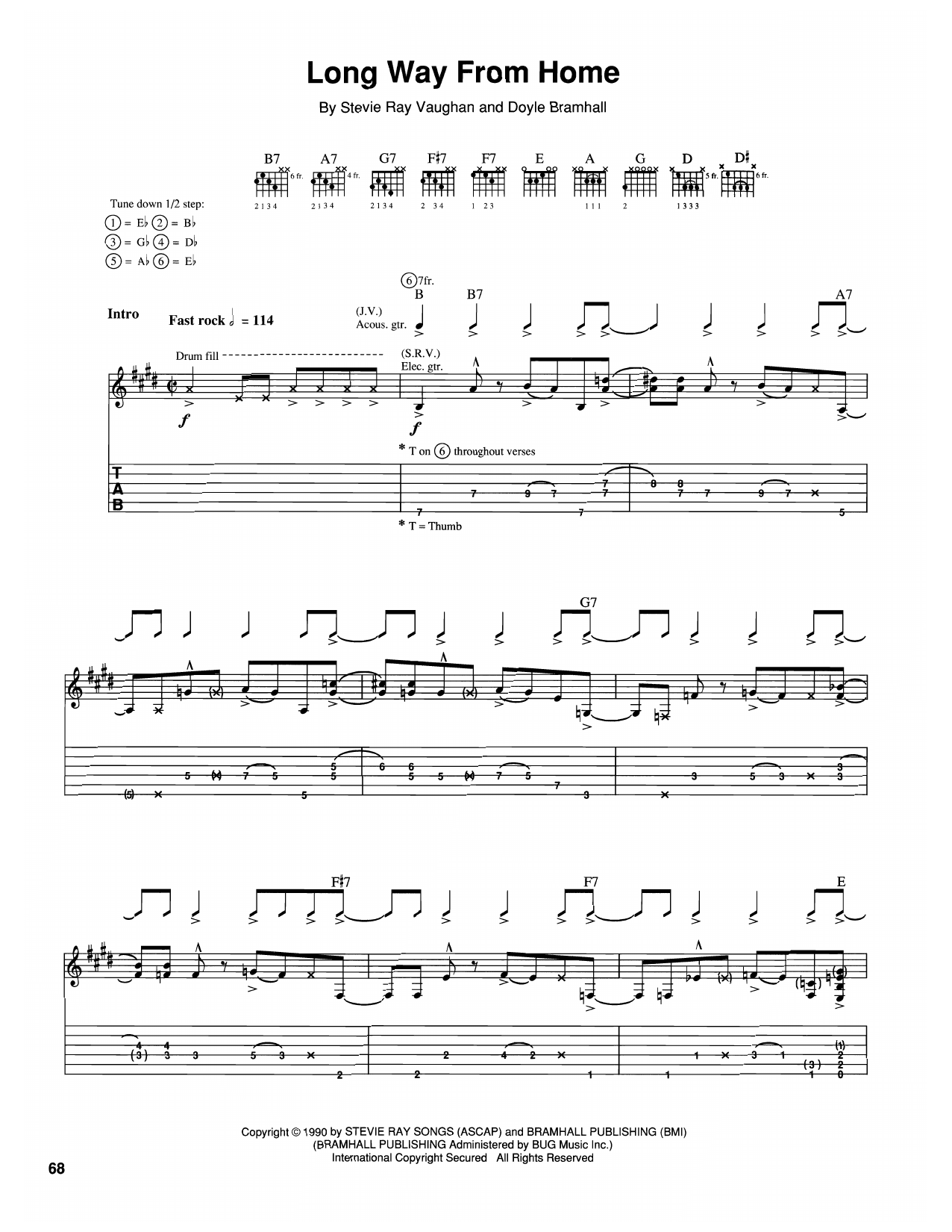 The Vaughan Brothers Long Way From Home Sheet Music Notes & Chords for Guitar Tab - Download or Print PDF