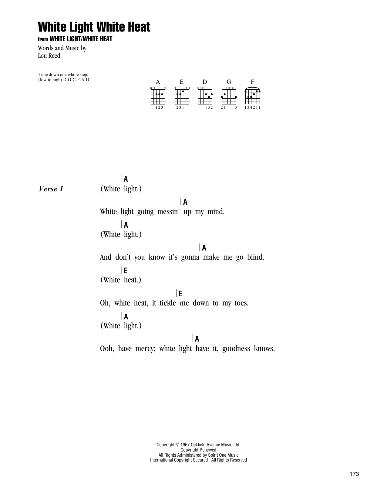 The Velvet Underground White Light White Heat Sheet Music Notes & Chords for Guitar Chords/Lyrics - Download or Print PDF